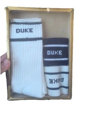 Vtg DUKE BLUE DEVILS Socks & Wristband Gift Set Deadstock NIP Retro 80s 90s NCAA